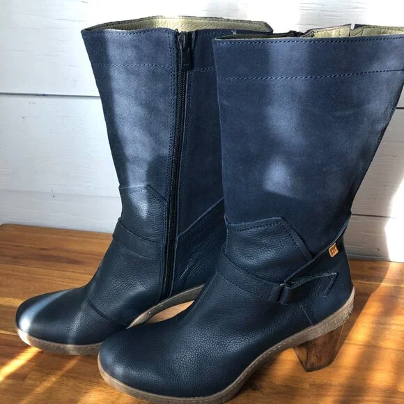 Women's Size 9 El Naturalista Blue Suede Boots - Picture 3 of 6